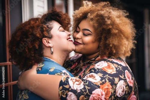 two young plus size women embracing each other
