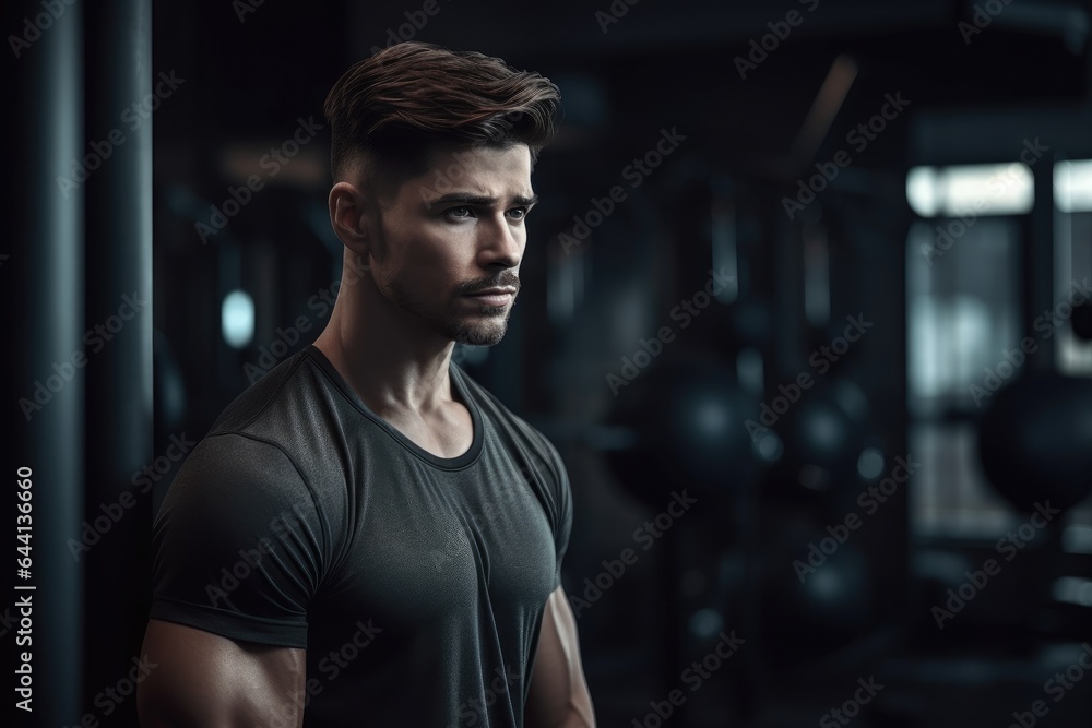 shot of a handsome young man alone in the gym shot of a handsome young man alone in the gym