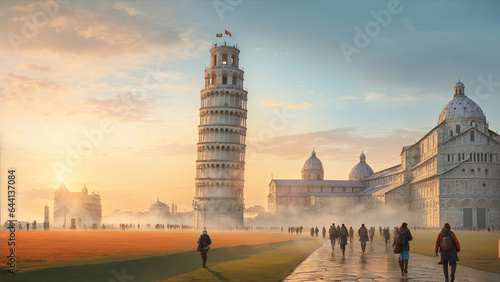 Fényképezés Leaning Tower of Pisa  - Created with Generative AI Technology