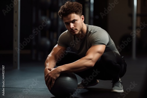 cropped shot of a handsome young man taking a break during his workout