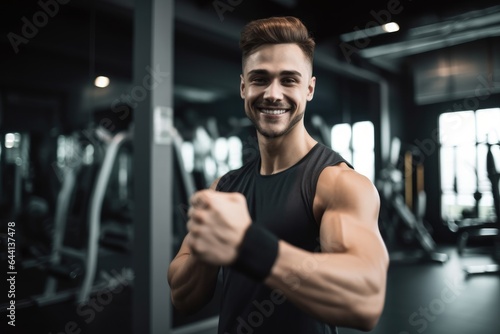 shot of a young man giving thumbs up while working out