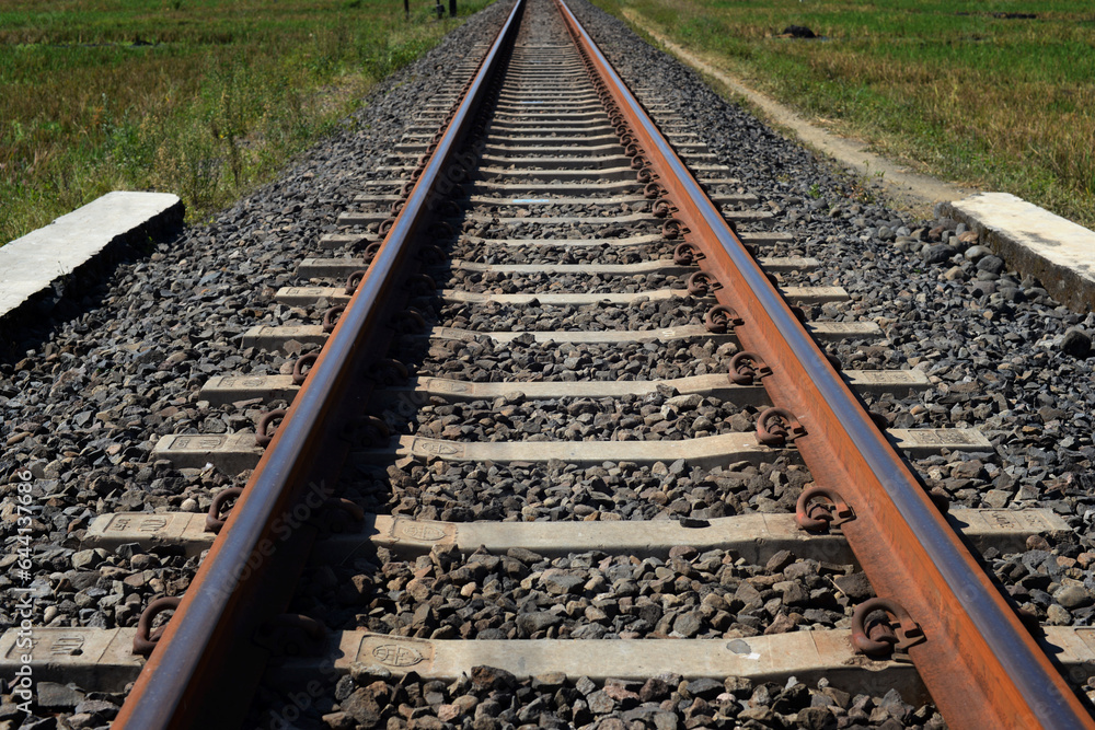 railroad tracks in the countryside railroad tracks in the countryside