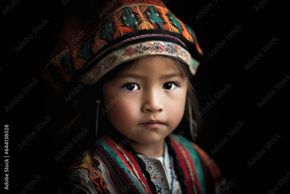shot of a little girl dressed in traditional native clothing shot of a little girl dressed in traditional native clothing