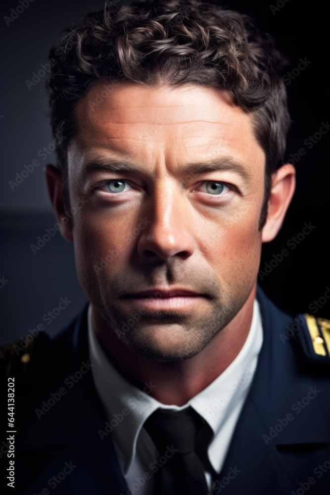 Fototapeta premium head and shoulders portrait of a handsome male pilot