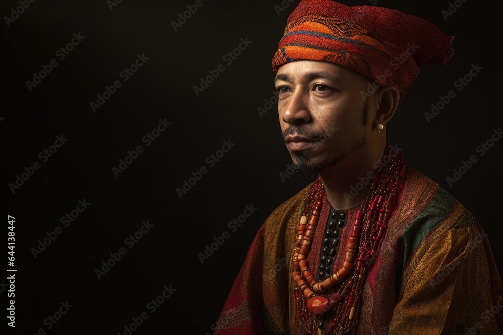 Obraz premium portrait of an ethnic looking man in a traditional cultural outfit