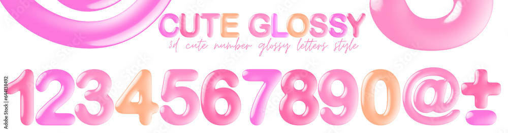 3D cute glossy pink number 3D cute glossy pink number