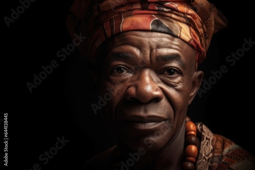 portrait of an ethnic looking man in a traditional cultural outfit