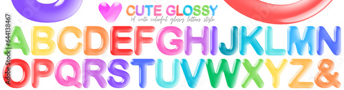 3D cute glossy colorful letters A-Z uppercase