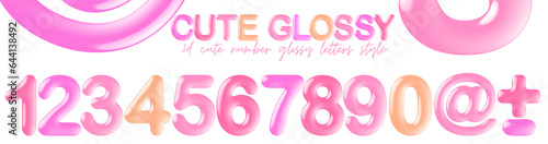 3D cute glossy pink number