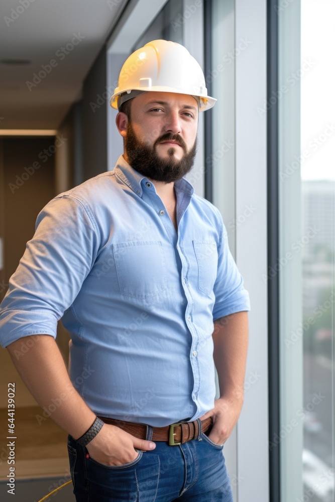 portrait of a confident young male contractor standing in an office portrait of a confident young male contractor standing in an office