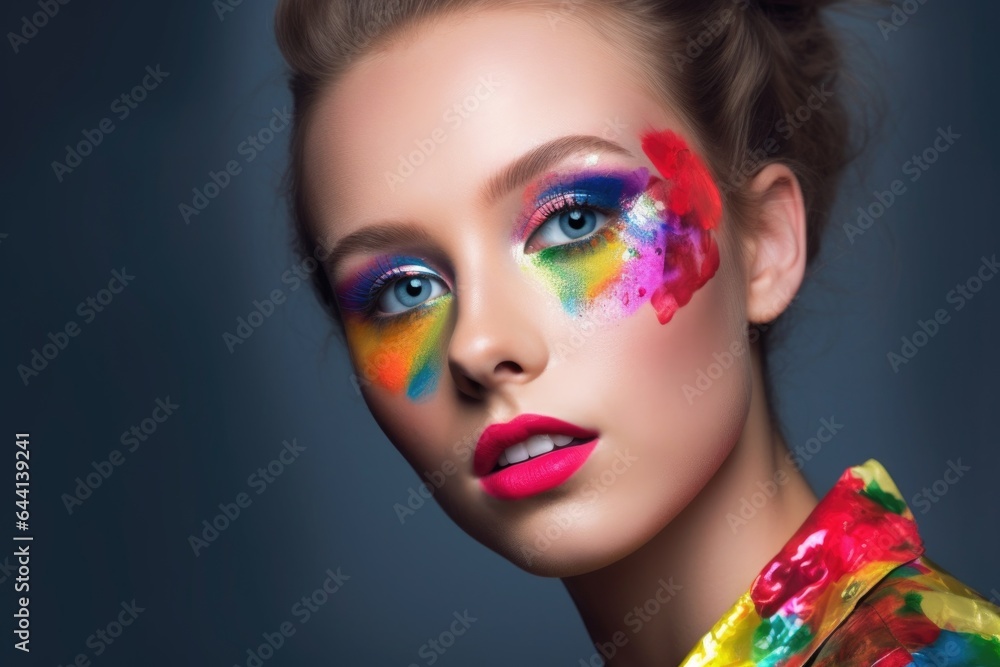 portrait of a young woman with colourful makeup portrait of a young woman with colourful makeup