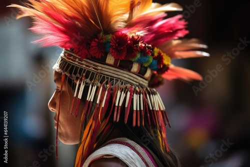 cropped shot of an unrecognizable woman wearing a ceremonial native headdress