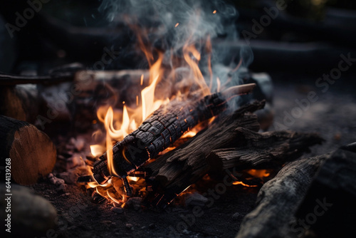 Flames in Focus: A Campfire's Enchanting Dance Up Close