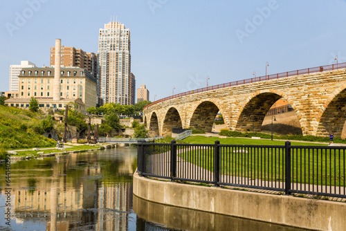 Stone Arch Bridge and old Gold Medal plant, Minneapolis, Minnesota.