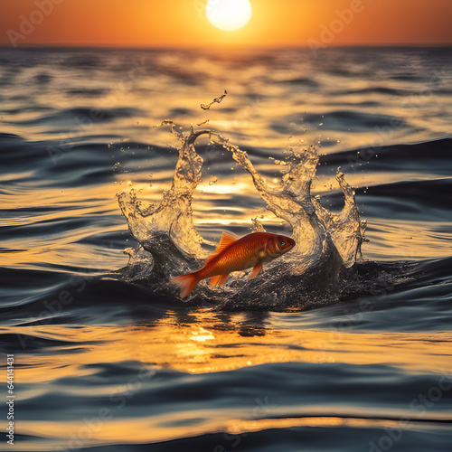 goldfish jumping out of the sea