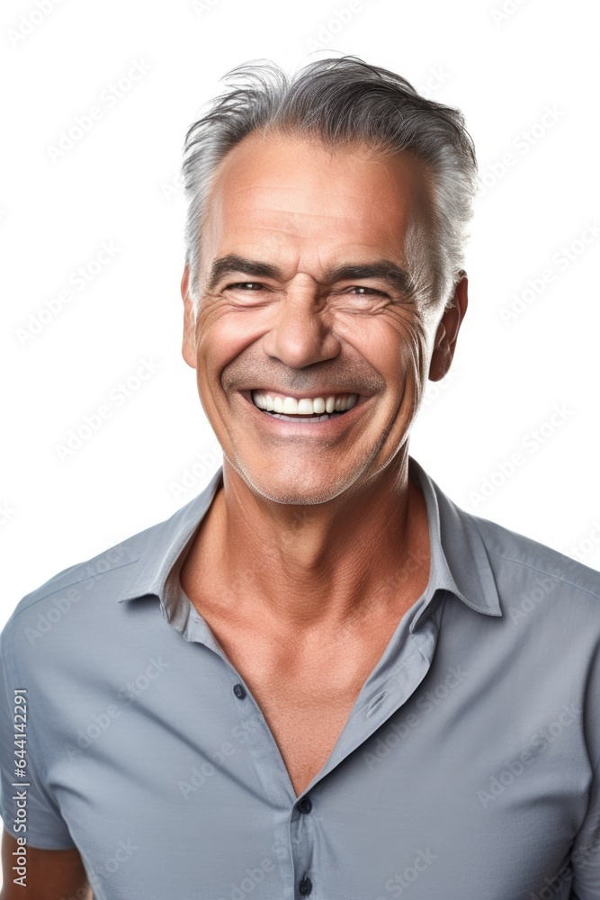 handsome mature man standing in studio against a white background and smiling handsome mature man standing in studio against a white background and smiling