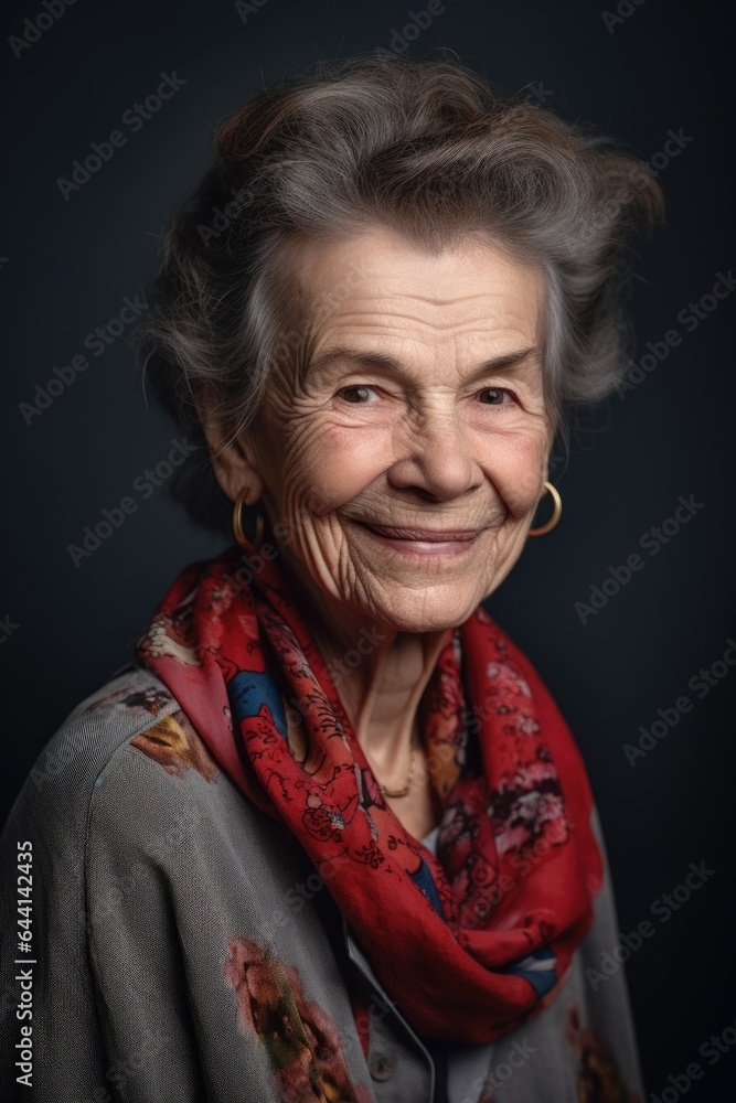creative, portrait and senior woman in studio smile happily on a gray background creative, portrait and senior woman in studio smile happily on a gray background