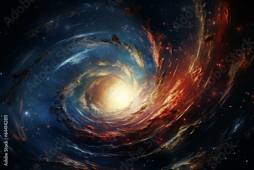 A celestial vortex attracts matter from its surroundings. Generative AI