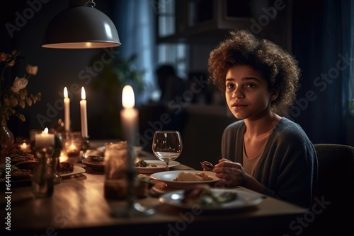 shot of a young girl having dinner with her family at the dining table