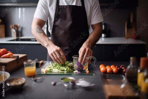 cropped shot of an unrecognizable man preparing a meal in the kitchen at home