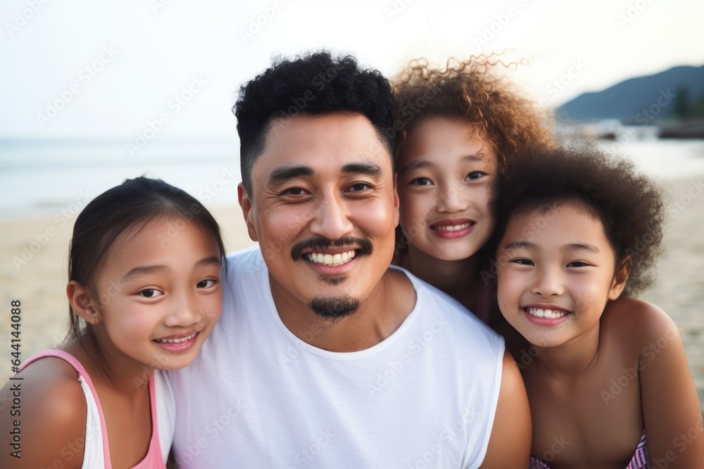 happy mixed race family having fun on the beach while holidaying in korea happy mixed race family having fun on the beach while holidaying in korea
