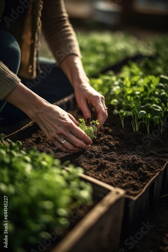 shot of a woman planting seedlings in the soil on her urban farm