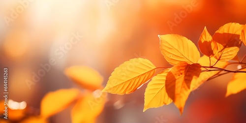 Autumn background with yellow and red leafs. Autumnal background, good for advertising or banners. Ai Generative