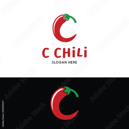 Letter Initial C Chili Logo Design Template. Red Spicy Chilli Peppers are perfect for any chile related business or chili sauce brand