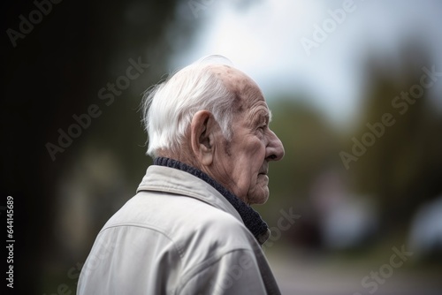 rearview shot of a senior man standing outside