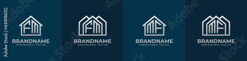 Letter FM and MF Home Logo Set. Suitable for any business related to house, real estate, construction, interior with FM or MF initials.