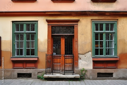 Old town, Warsaw, doors and window. Generative AI