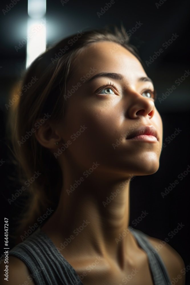 low angle portrait of a beautiful young woman in yoga class