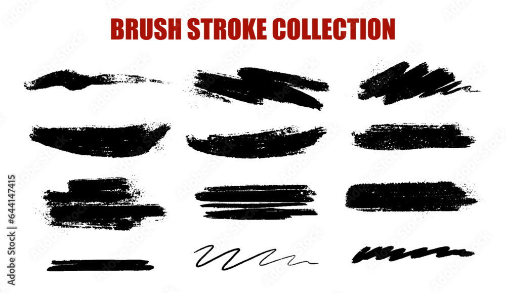 Black Ink brush strokes collection, grunge brush texture set