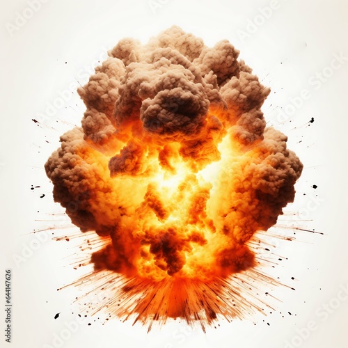 Nuclear Explosion Isolated on White Background. Generative ai