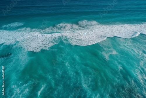 Aerial view of the ocean showing the majestic blue horizon. Generative AI