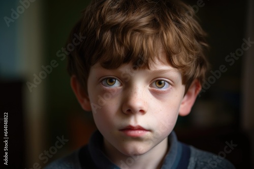 portrait of a young boy suffering from autism