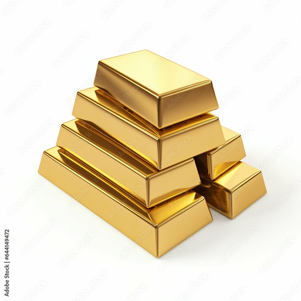 Stack of Gold Bars Isolated on White Background. Generative ai Stack of Gold Bars Isolated on White Background. Generative ai