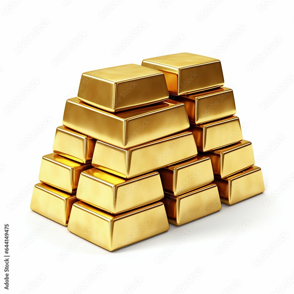 Stack of Gold Bars Isolated on White Background. Generative ai Stack of Gold Bars Isolated on White Background. Generative ai