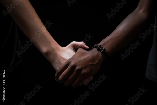 shot of two unrecognizable young people holding hands on a black background