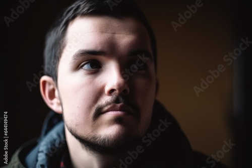 portrait of a handsome young man with autism