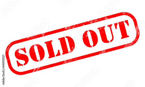 SOLD OUT red rubber worn out stamp text effect on transparent background. Transparent Stamp image.