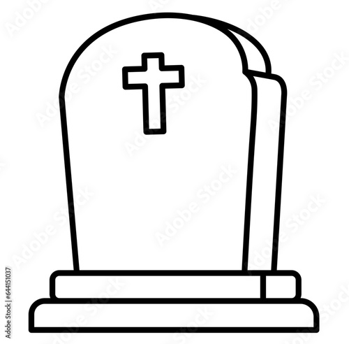 Cute tombstone gravestone halloween cartoon outline icon