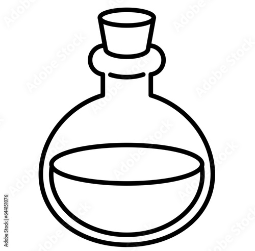 Cute witch potion bottle halloween cartoon outline icon