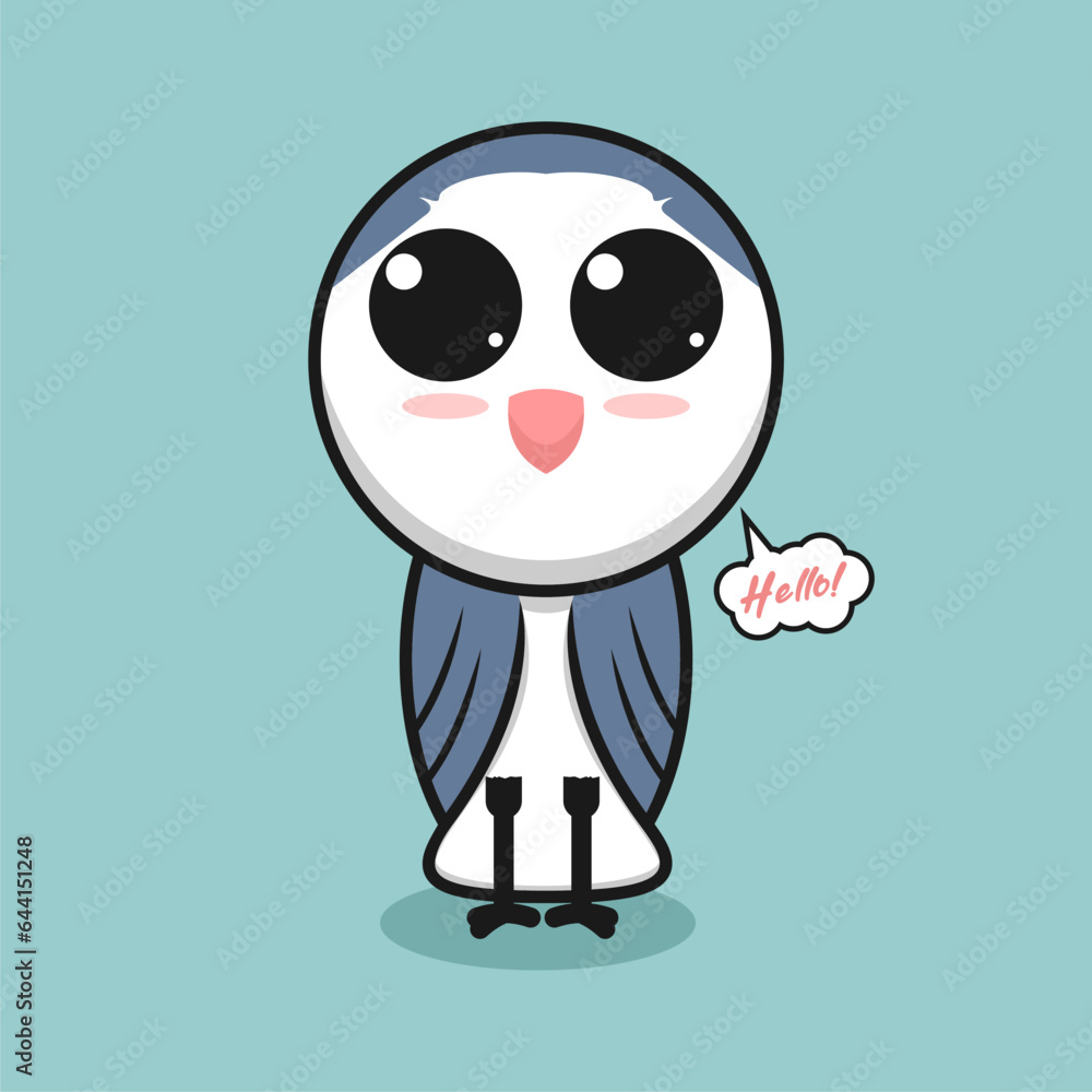 cute owl vector with dark blue color and big eyes