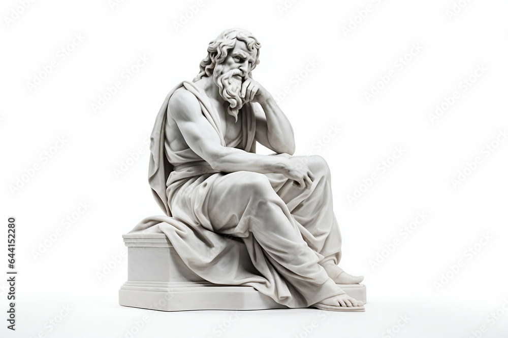 Fototapeta Marble Statue of Philosopher Isolated on White. Generative ai