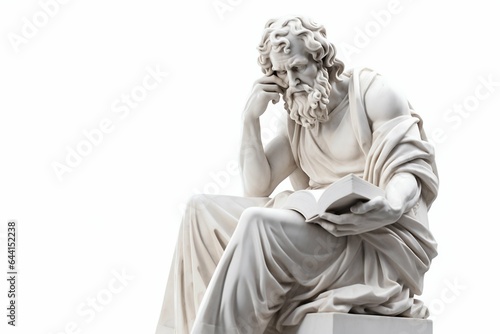 Marble Statue of Philosopher Isolated on White. Generative ai © Scrudje