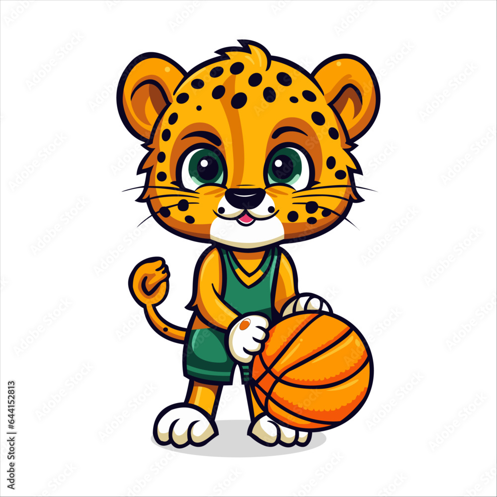 Cheetah with Basketball - Cute Illustration Cheetah with Basketball - Cute Illustration