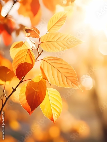 Autumn background with yellow and red leafs. Autumnal background, good for advertising or banners. Ai Generative