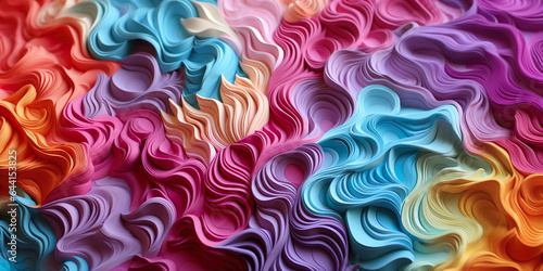 Colored surface consisting of wavy surfaces. The undulating surface creates a sense of movement. Generative AI