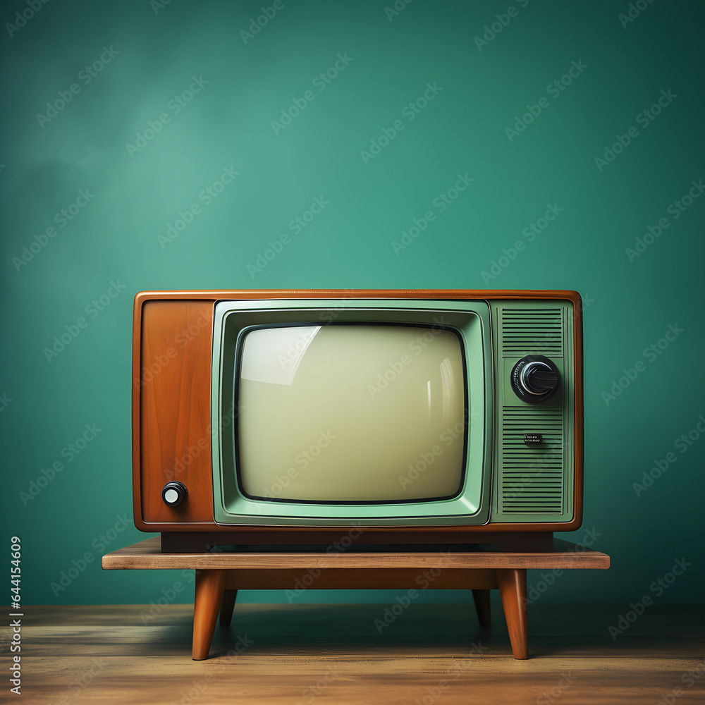 Vintage Television in Wooden Retro Styled Room